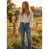 LULA Saturn Tan Belt w/Turquoise Buckle