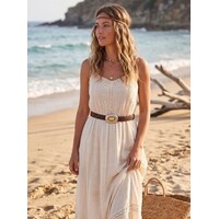 LULA Mercurio Tan Narrow Leather Belt