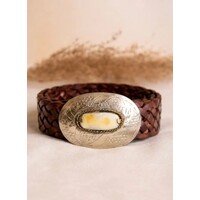 LULA Mercurio Tan Narrow Leather Belt