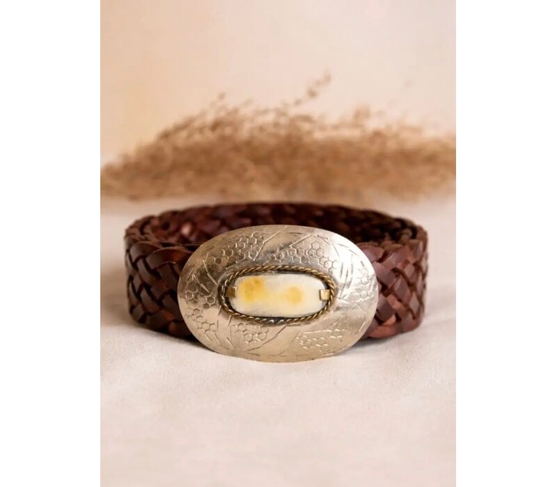 LULA Mercurio Tan Narrow Leather Belt
