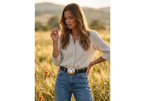 LULA Natura LULA Neptune Black narrow Leather Belt