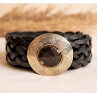 LULA Neptune Black narrow Leather Belt