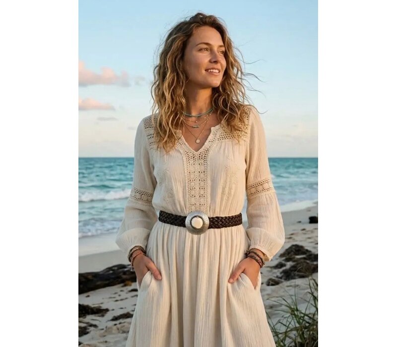 LULA Neptune Black narrow Leather Belt