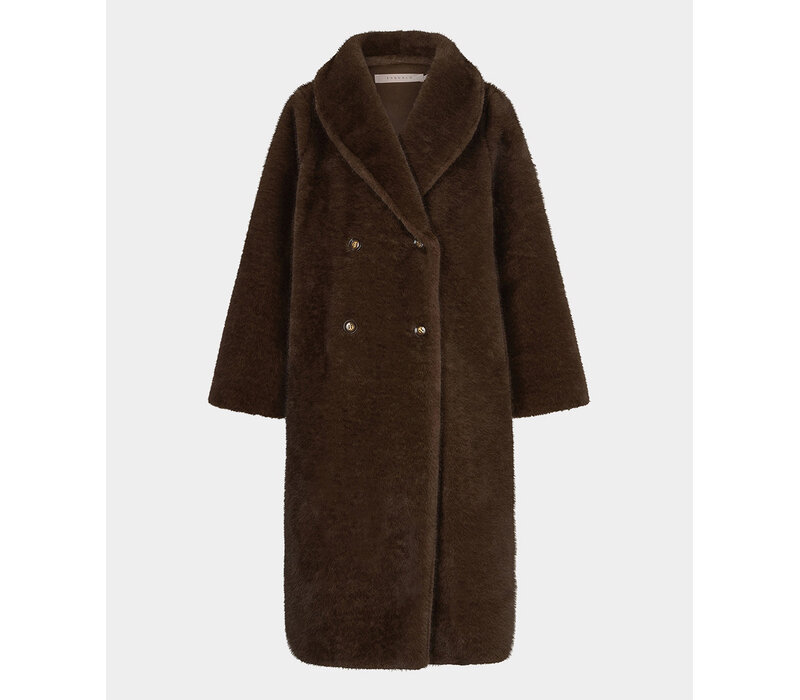 EsQualo 37521 Brown Faux Fur Coat