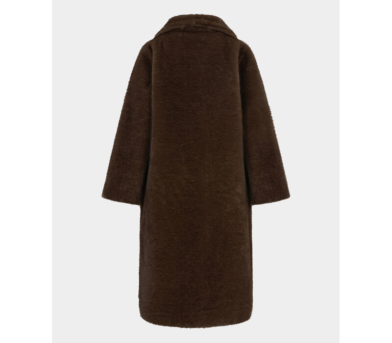 EsQualo 37521 Brown Faux Fur Coat