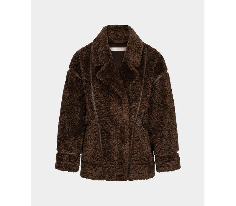 EsQualo 37512 Brown Shearling Furry Jacket