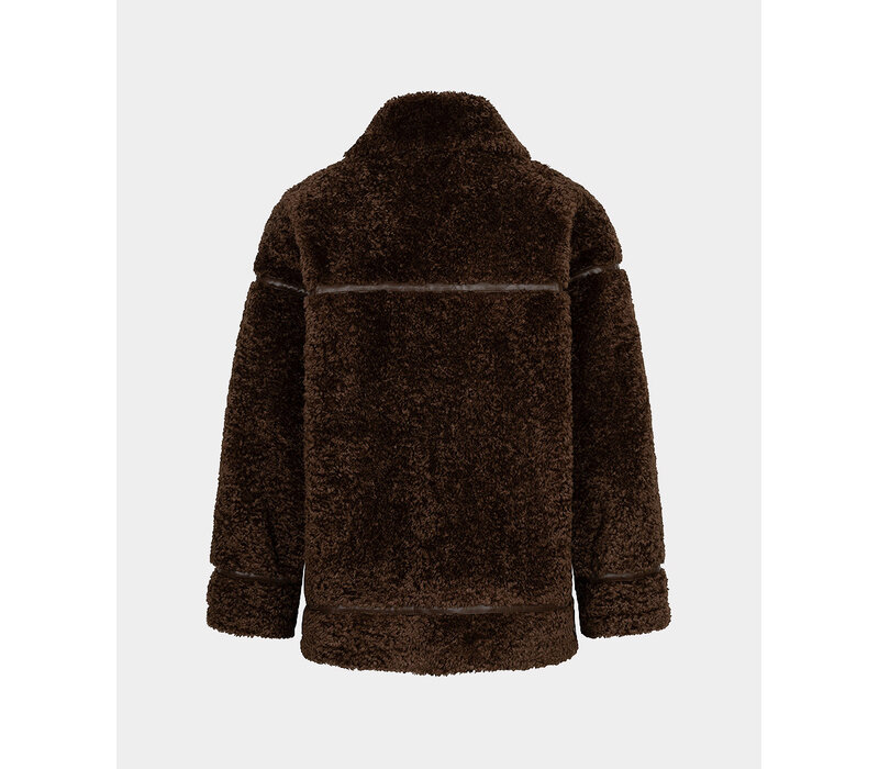 EsQualo 37512 Brown Shearling Furry Jacket