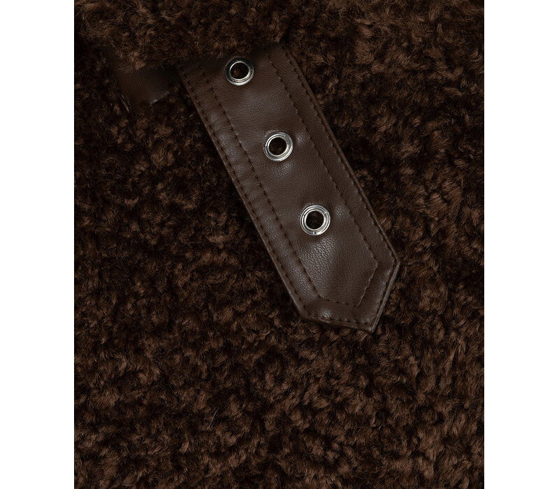 EsQualo 37512 Brown Shearling Furry Jacket