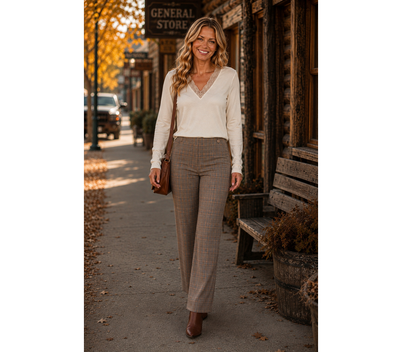 MD’M 573119 Brown Multi Check Pants