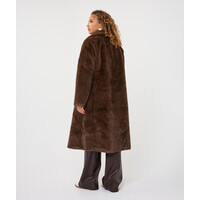 EsQualo 37521 Brown Faux Fur Coat