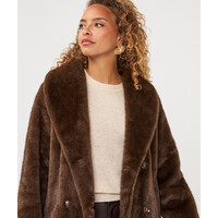 EsQualo 37521 Brown Faux Fur Coat
