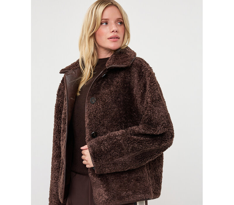 EsQualo 37521 Brown Faux Fur Coat