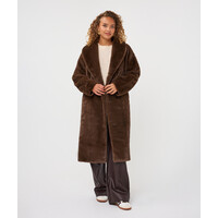 EsQualo 37521 Brown Faux Fur Coat