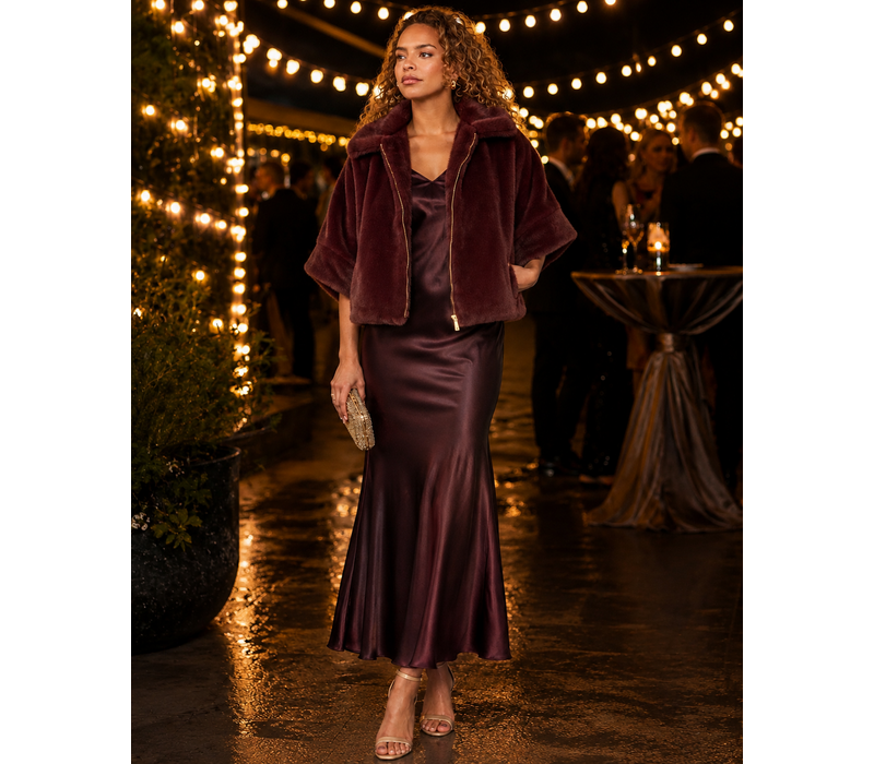 EsQualo 37500 Merlot Faux Fur Jacket