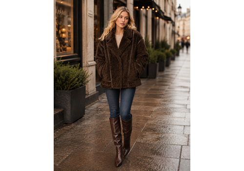 EsQualo A/W EsQualo 37512 Brown Shearling Furry Jacket