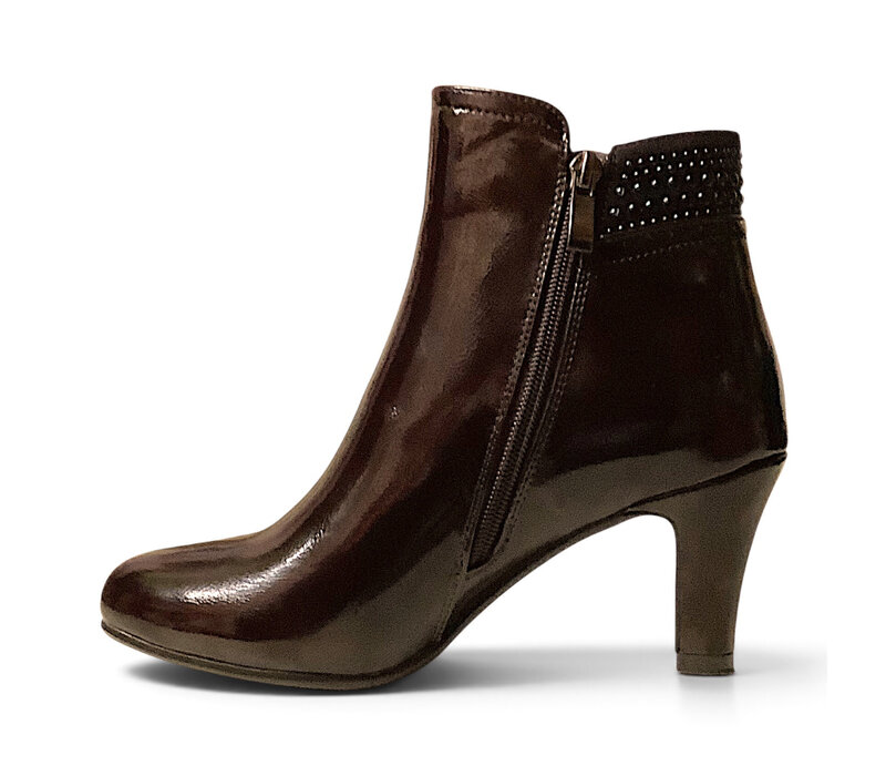 REDZ R1543 Brown Patent Ankle Boots