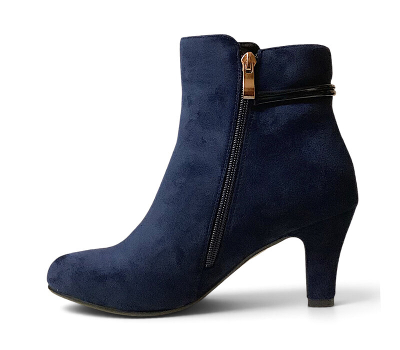REDZ R1958 Navy Suede Kitten Heel Boots
