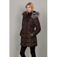 Junge MARY Brown Down Coat w/Fox Fur