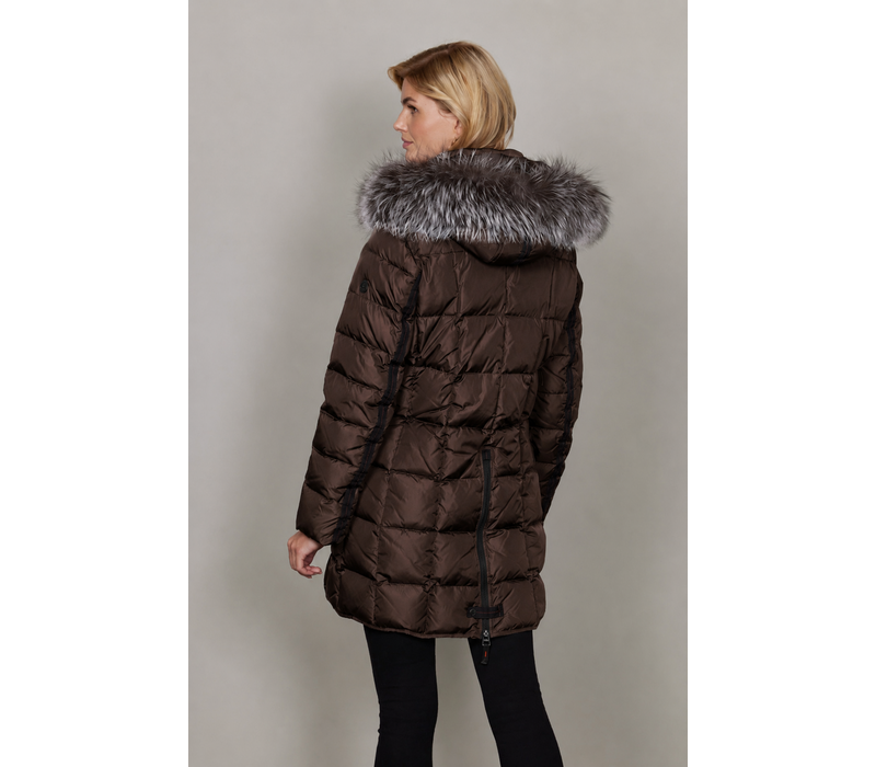 Junge MARY Brown Down Coat w/Fox Fur