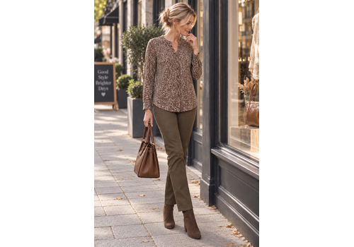 Julie Guerlande Julie Guerlande TS200 Brown Print Top