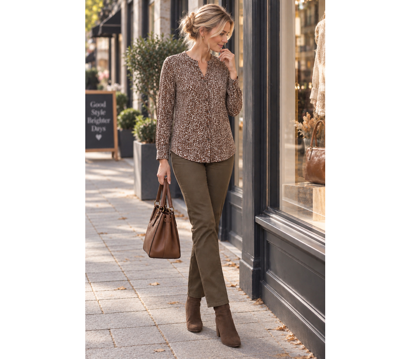 Julie Guerlande TS200 Brown Print Top