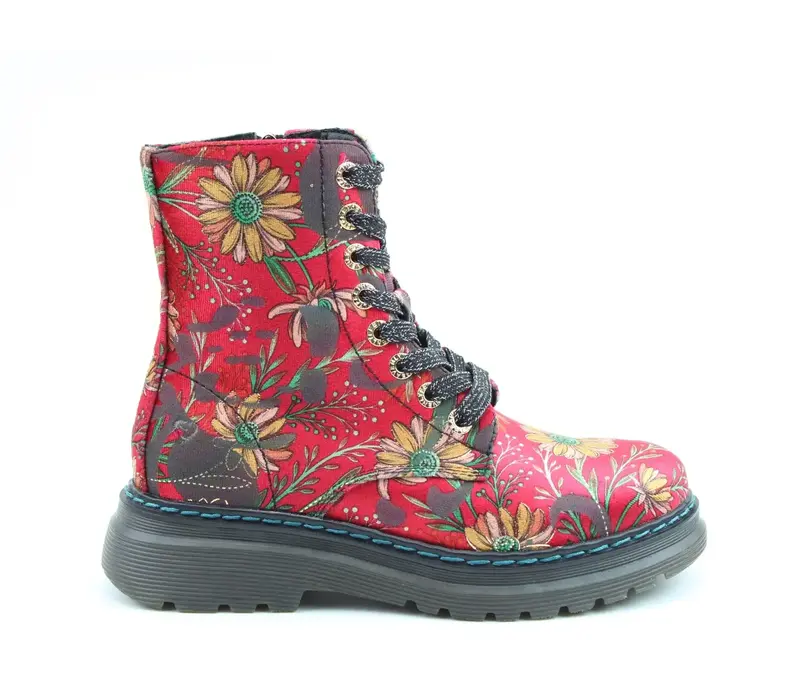 Heavenly Feet LOTTE Red Daisy Velvet Boot