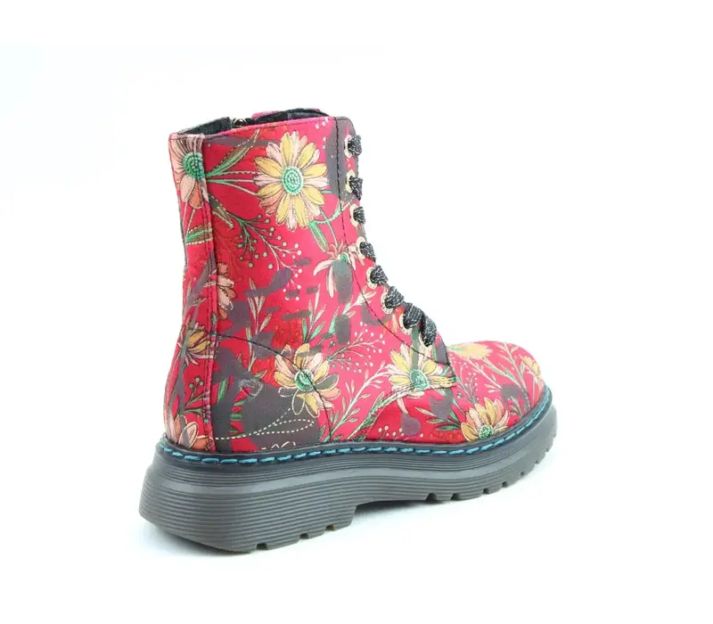 Heavenly Feet LOTTE Red Daisy Velvet Boot