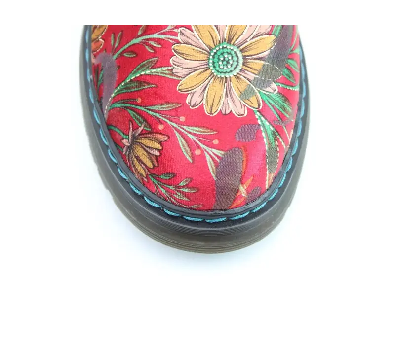 Heavenly Feet LOTTE Red Daisy Velvet Boot