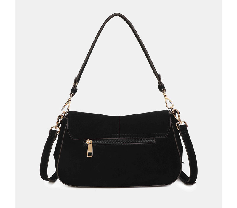 Binnari SIENA 21392 Black Suede Handbag