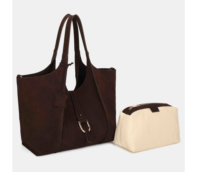 Binnari 21391 Brown Suede Tote Bag