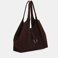 Binnari 21391 Brown Suede Tote Bag