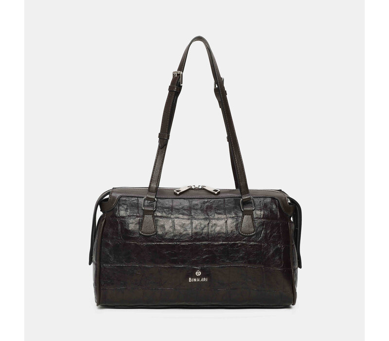 Binnari CRETA Moka Croc Barrel Bag
