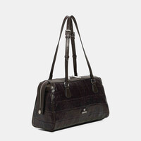 Binnari CRETA Moka Croc Barrel Bag