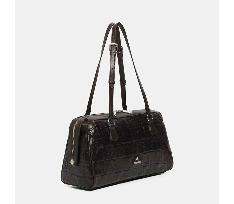 Binnari CRETA Moka Croc Barrel Bag