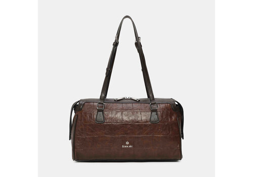 BINNARI BAGS Binnari CRETA Tan/Brn Croc Barrel Bag