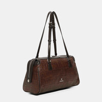 Binnari CRETA Tan/Brn Croc Barrel Bag