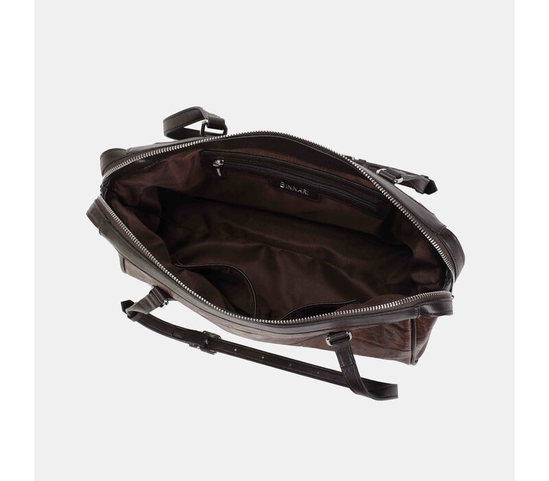 Binnari CRETA Tan/Brn Croc Barrel Bag