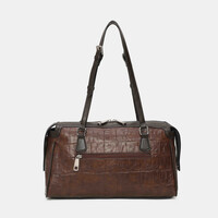 Binnari CRETA Tan/Brn Croc Barrel Bag