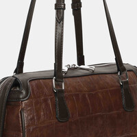 Binnari CRETA Tan/Brn Croc Barrel Bag