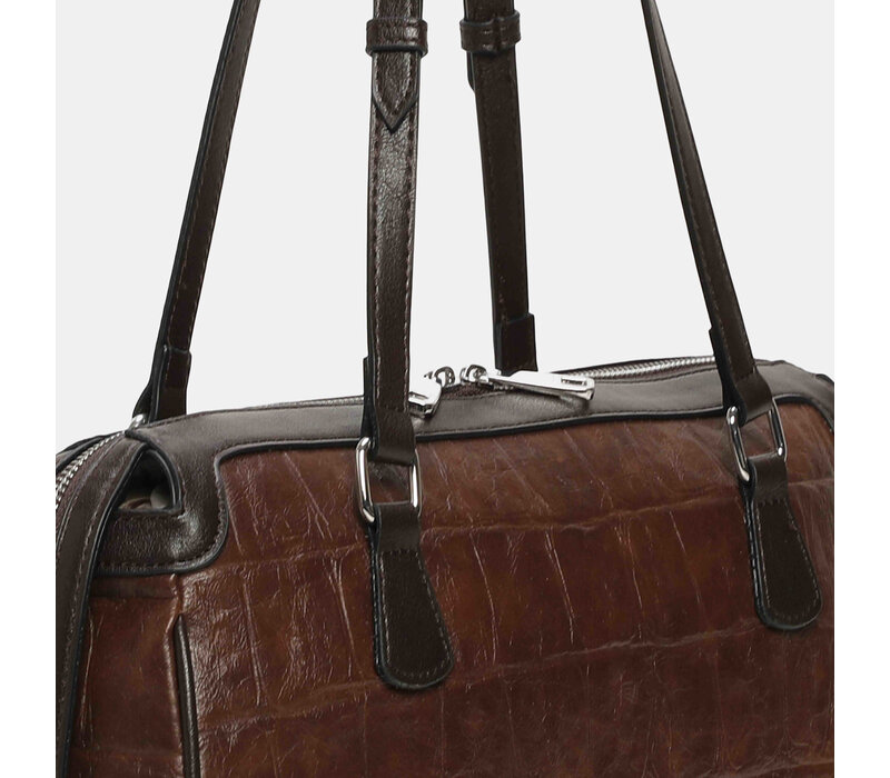Binnari CRETA Tan/Brn Croc Barrel Bag