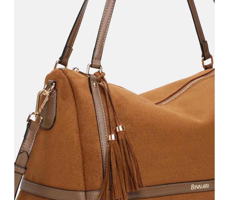 Binnari ATLAS 21230 Tan Suede Slouch Bag