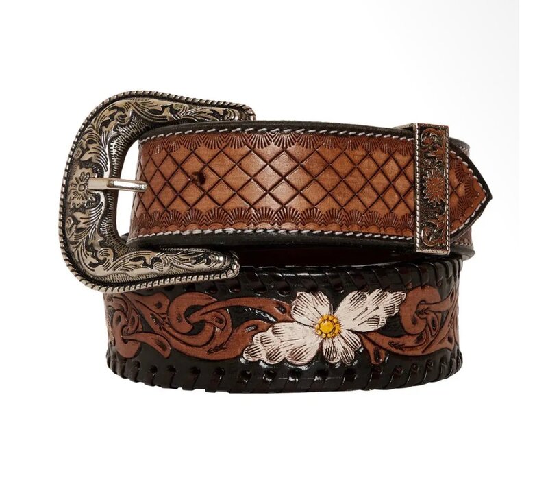 MYRA Checkered Hand Tooled Belt