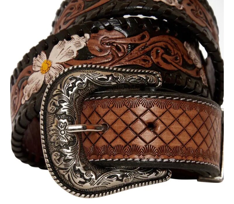 MYRA Checkered Hand Tooled Belt