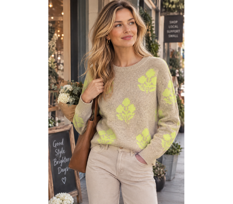 MD’M 55020013 Lime Print Cosy Sweater