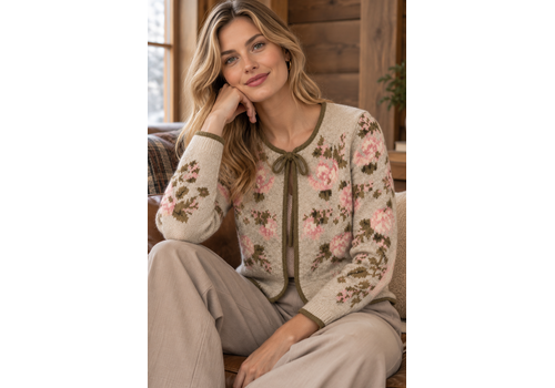 MD’M MD’M 55120008 Print Cardigan w/Bow tying