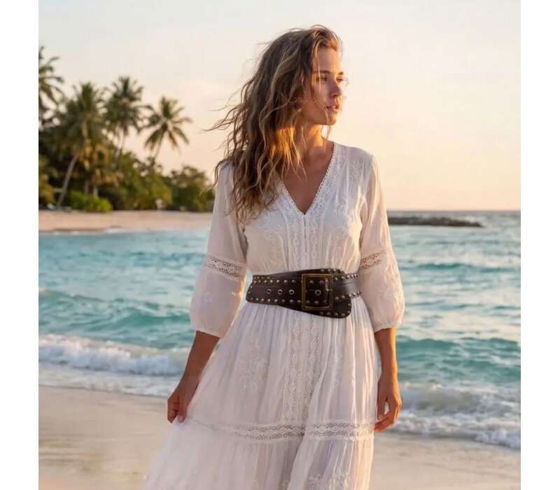 LULA Nox Brown Leather Sash Belt