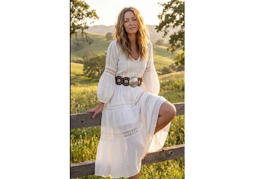 LULA Natura LULA Alpha Brown Silver Disc Leather Belt