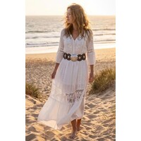 LULA Alpha Brown Silver Disc Leather Belt