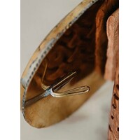 LULA Alpha Wide Brown Gold Disc Leather Belt