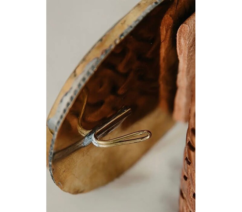 LULA Alpha Wide Brown Gold Disc Leather Belt